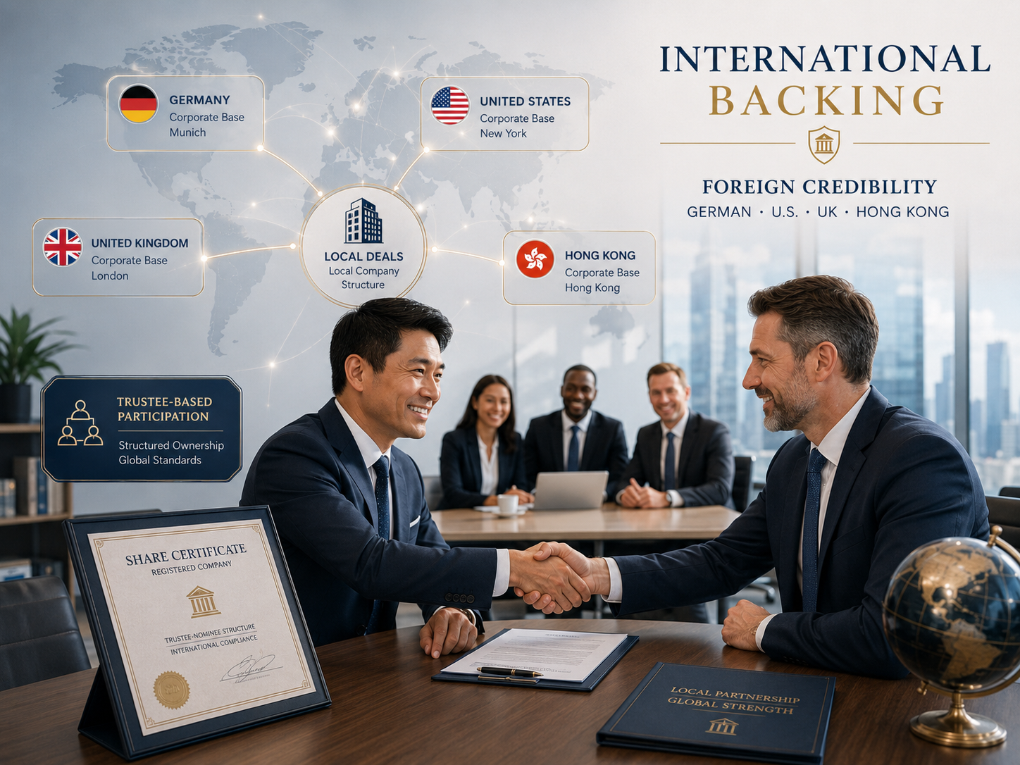 International backing: German, U.S., UK and Hong Kong corporate bases lending foreign credibility to local deals